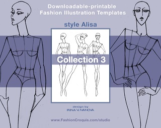 Women's fashion drawing templates for fashion designers. 9 heads. Collection 3